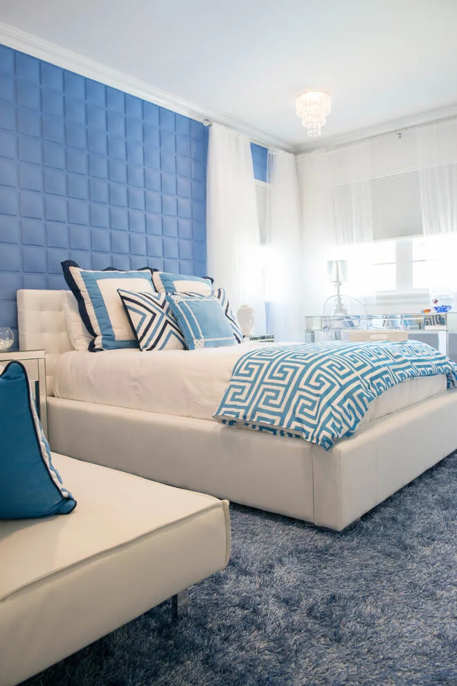 White And Blue Bedroom Design