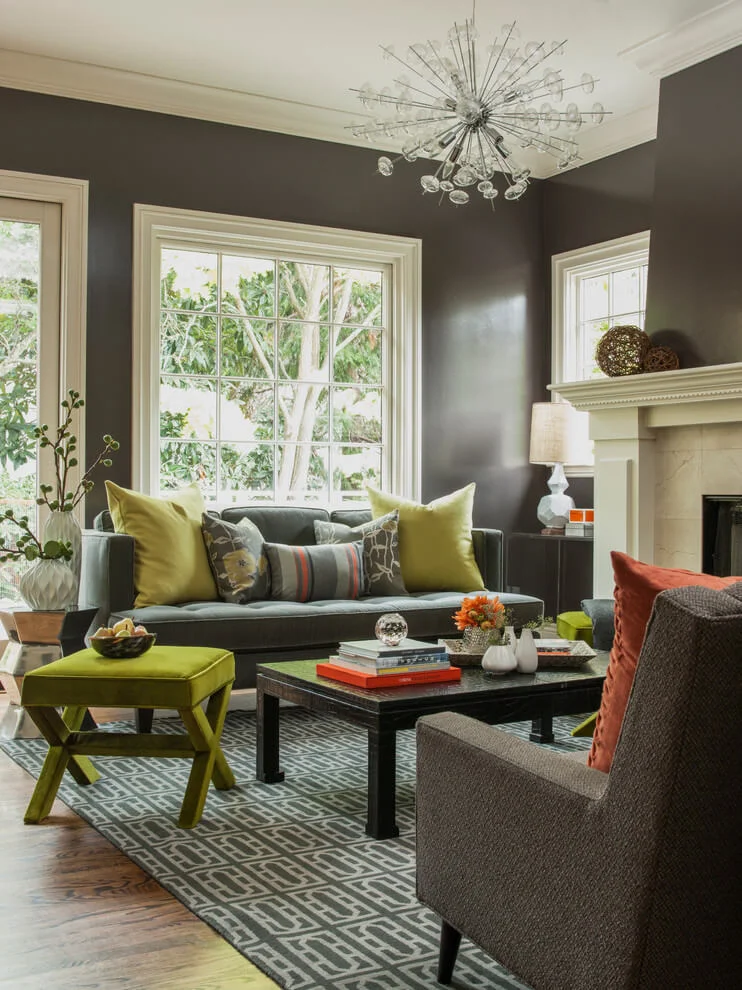 Dark Grey Walls Bright Accents