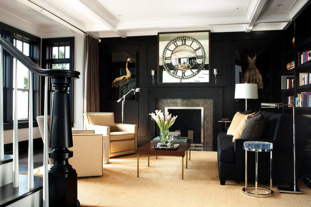 Dramatic Dark Living Room Design