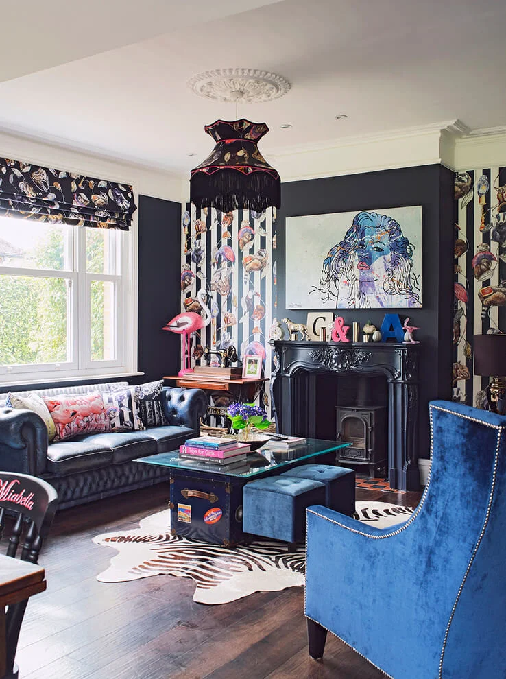 Quirky Wallpaper Eclectic Living Room