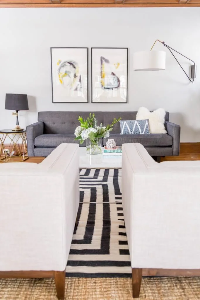 Neutral Mid Century Living Room Design