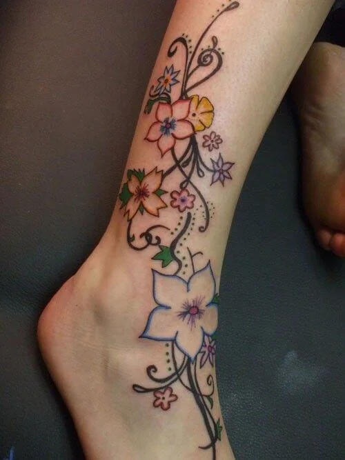 Colorful Ankle Vine Ink
