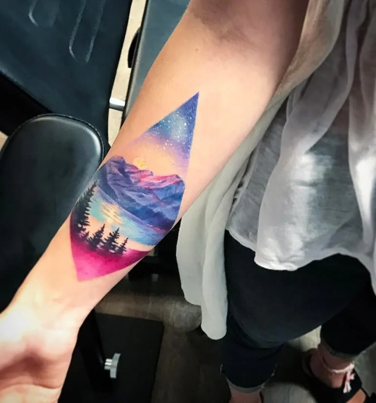 Colorful Mountain and Trees Design