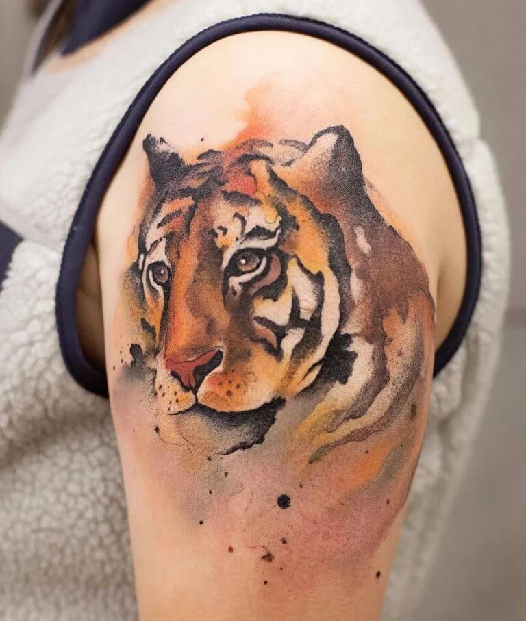 Colorful Tiger Head Ink