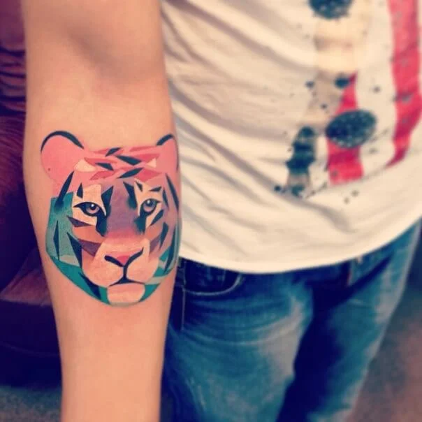 Colourful Geometric Tiger Ink