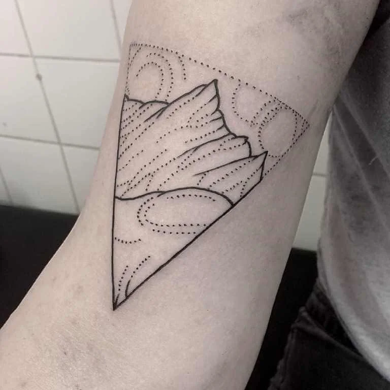 Forearm Dotwork Mountain Design