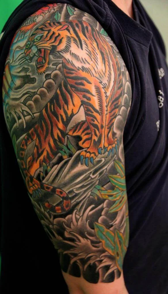 Japanese Half Sleeve Tiger Design