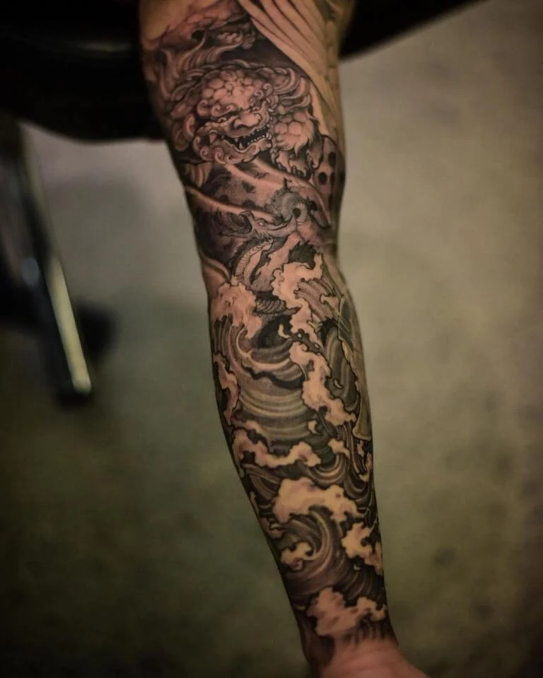 Japanese Waves and Dragon Tattoo