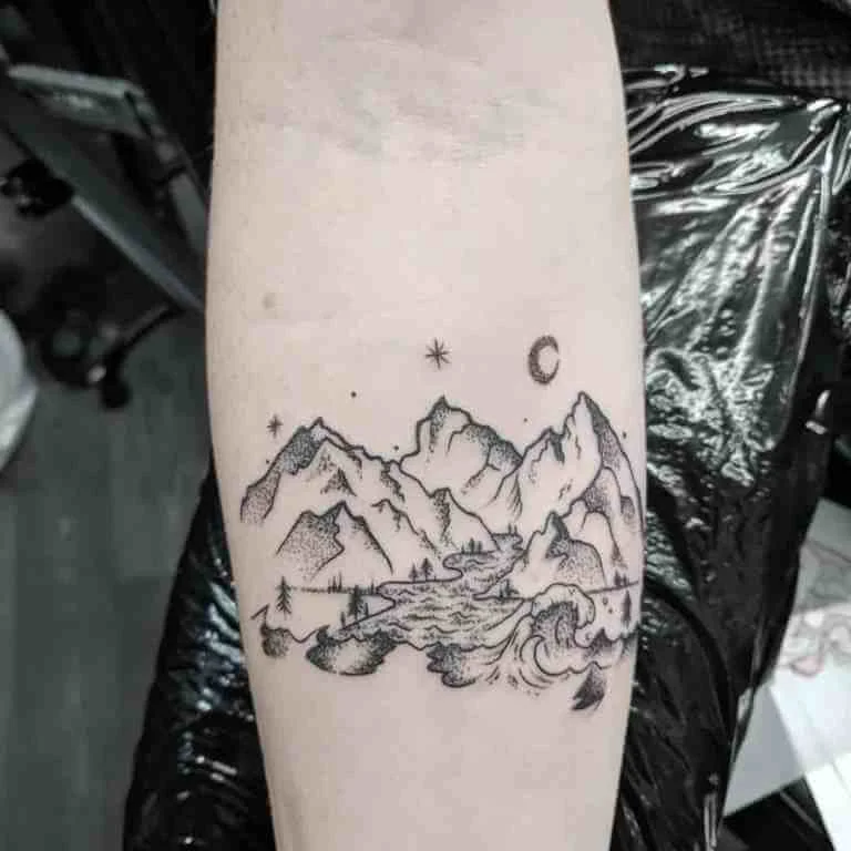 Landscape Tattoo with Mountain Design