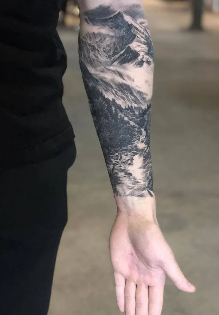 Landscape with Mountains on Forearm