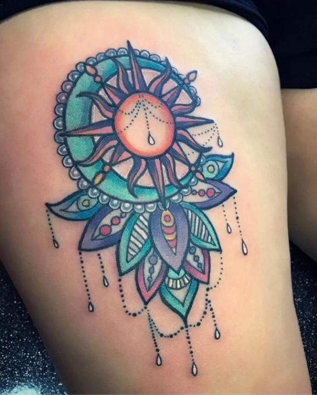 Sun And Moon Mandala Tattoo
