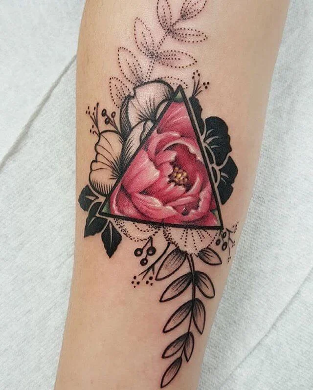 Triangle Floral Tattoo Design