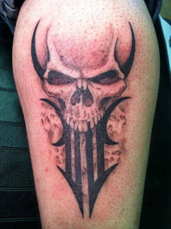 Tribal Skull Arm Tattoo