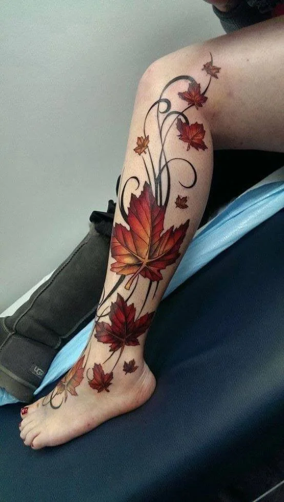 Vine and Maple Leaves Design