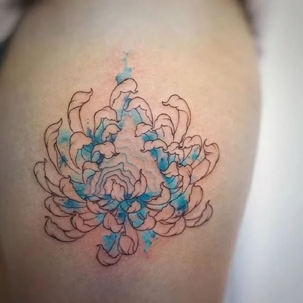 White Ink Chrysanthemum Tattoo