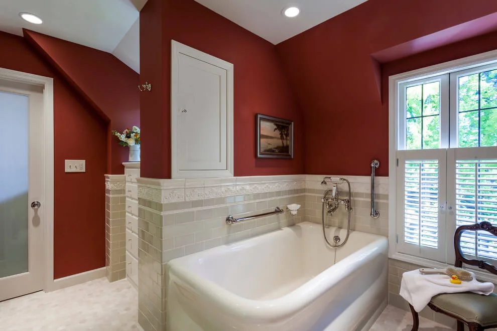 Dark Walls In Traditional Bathroom