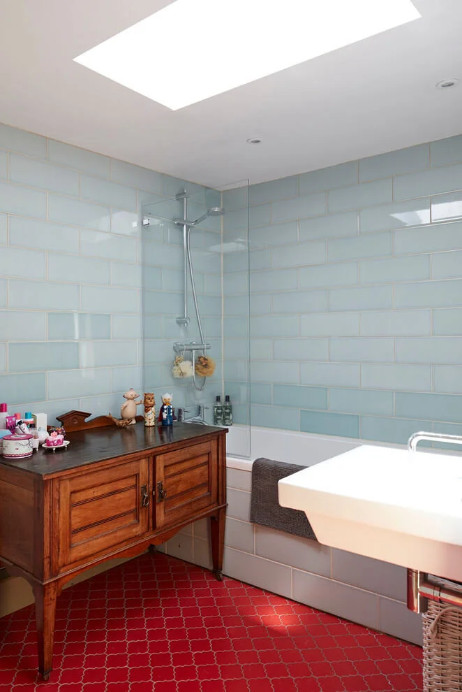 Patterned Tiles In Bathroom