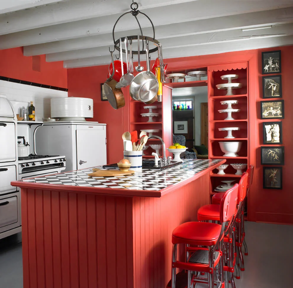 Retro Style Red Kitchen Design