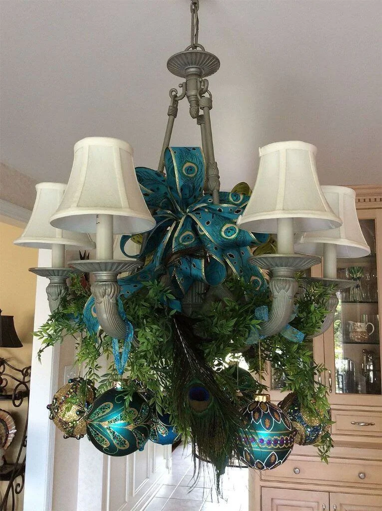 Bright Blue And Silver Chandelier