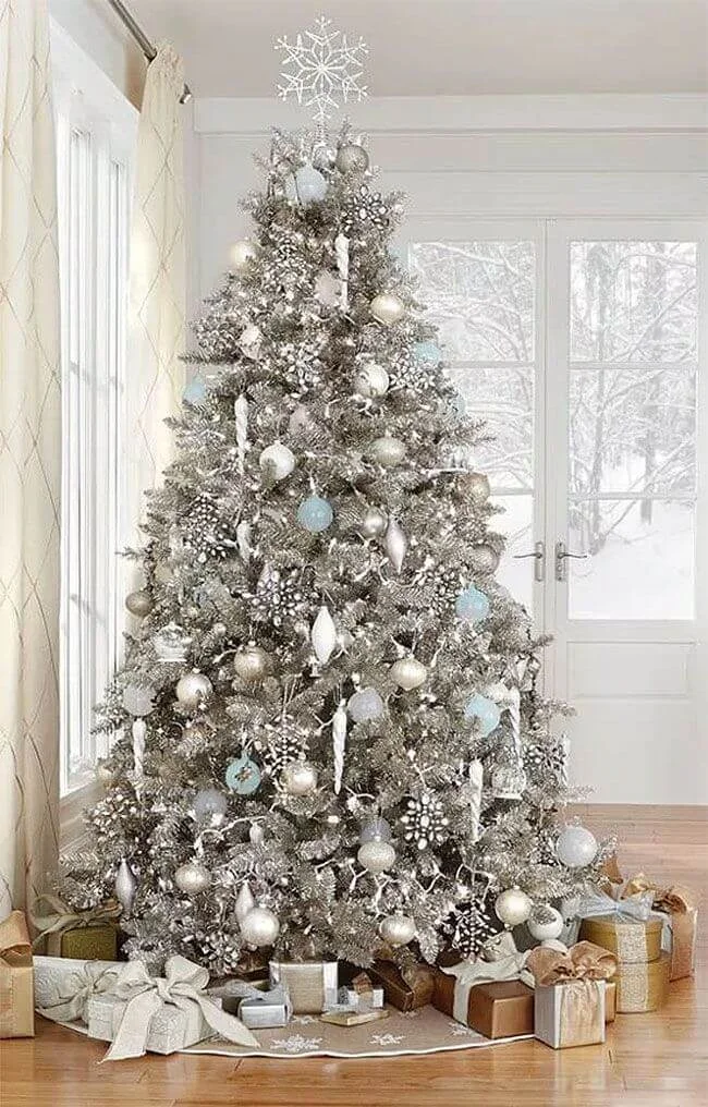 Whimsical Blue Silver Tree Décor