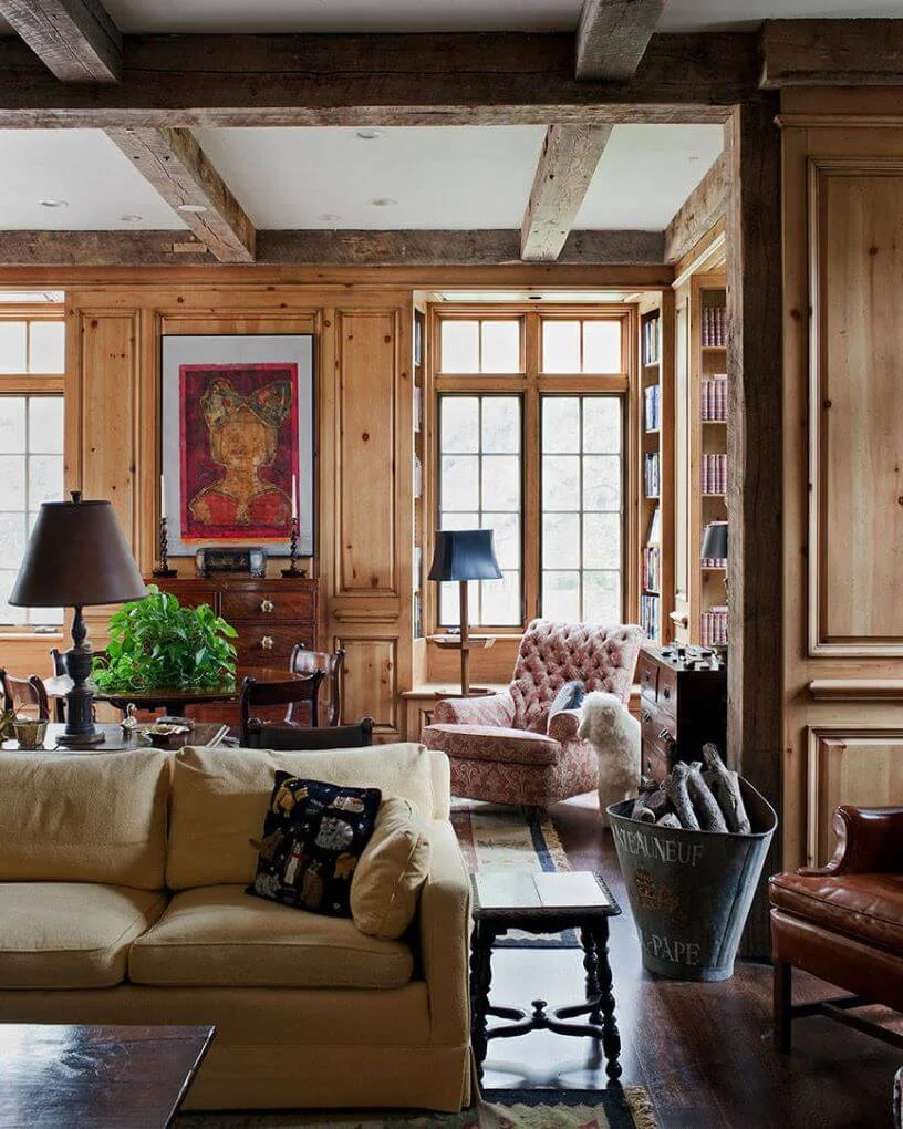 Natural Materials In Brown Living Room