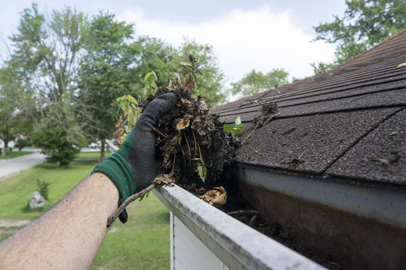 Cleaning Gutters Filled With Leaves & Sticks